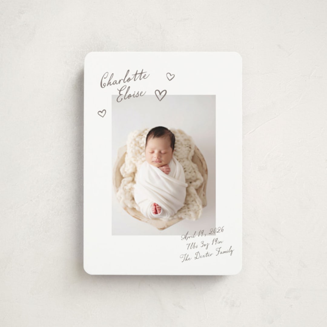 "Written" - Birth Announcements in Sand by Pixel and Hank - Front