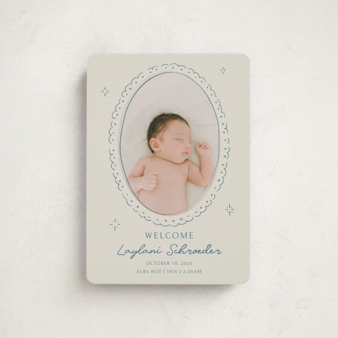 "Doodle Frame" - Birth Announcements in Deep Pond by Zove Ahhh - Front