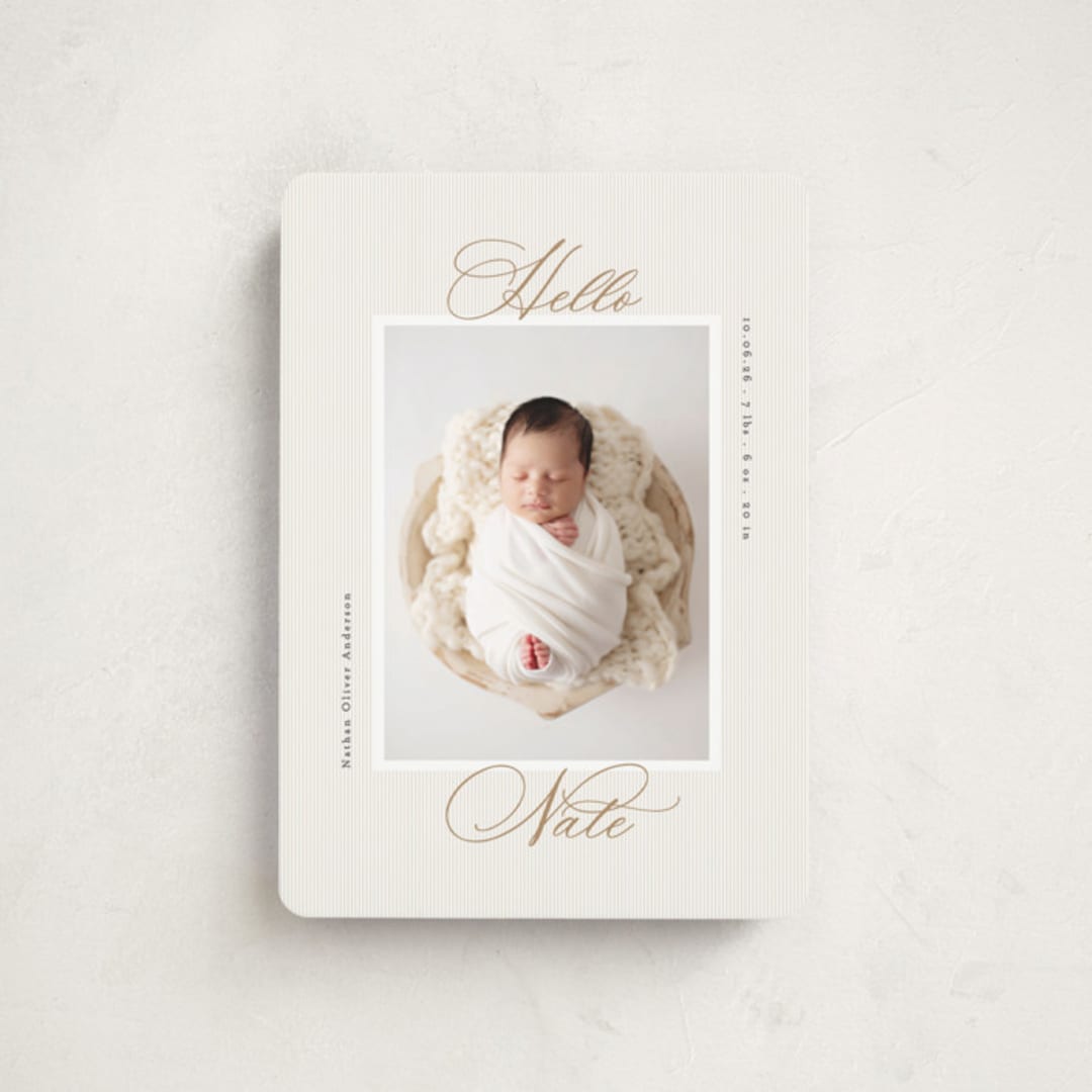 "Sweet Stripes" - Birth Announcements in Sand by Gwen Bedat - Front