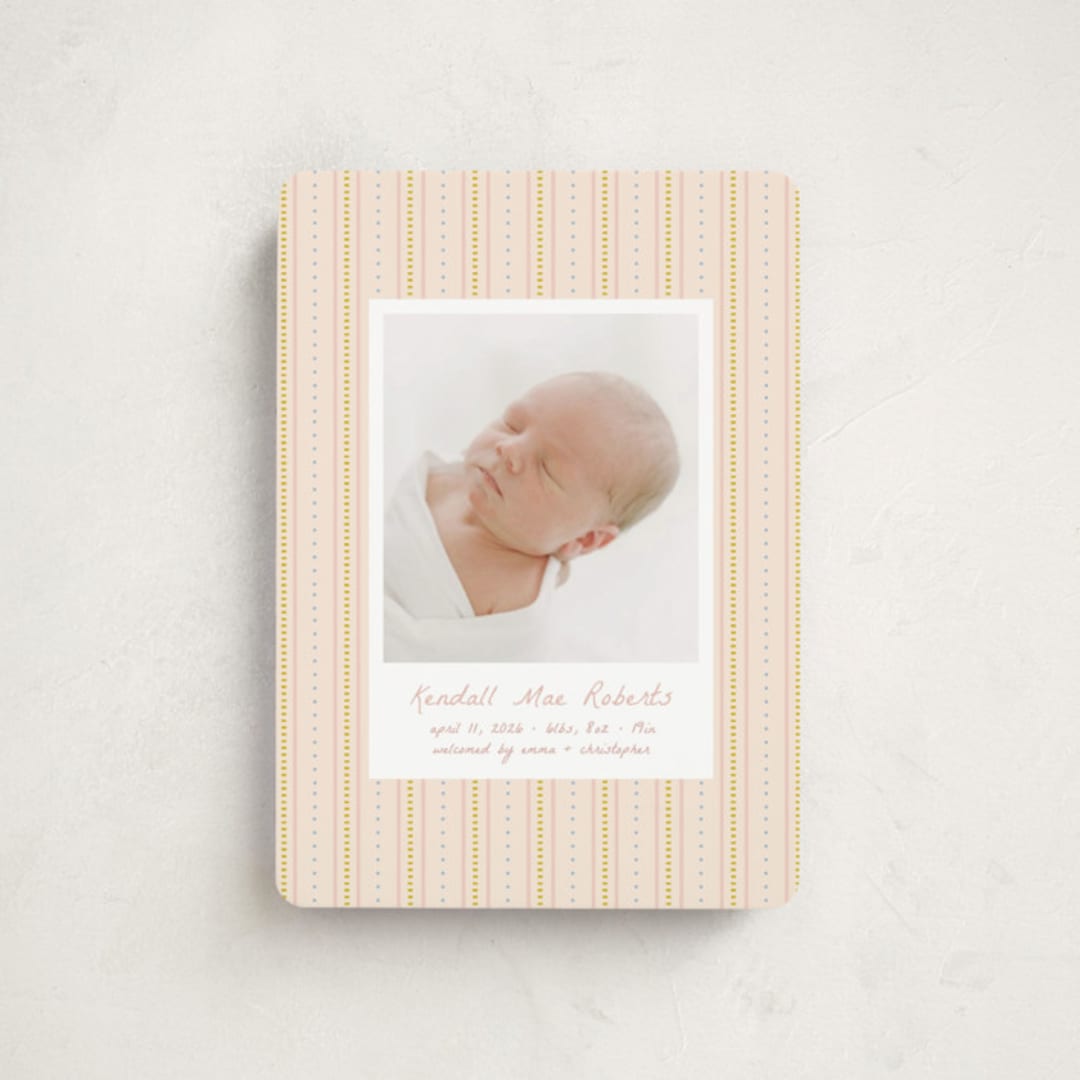 "patterned stripes" - Birth Announcements in Blush by Ellen Schlegelmilch - Front