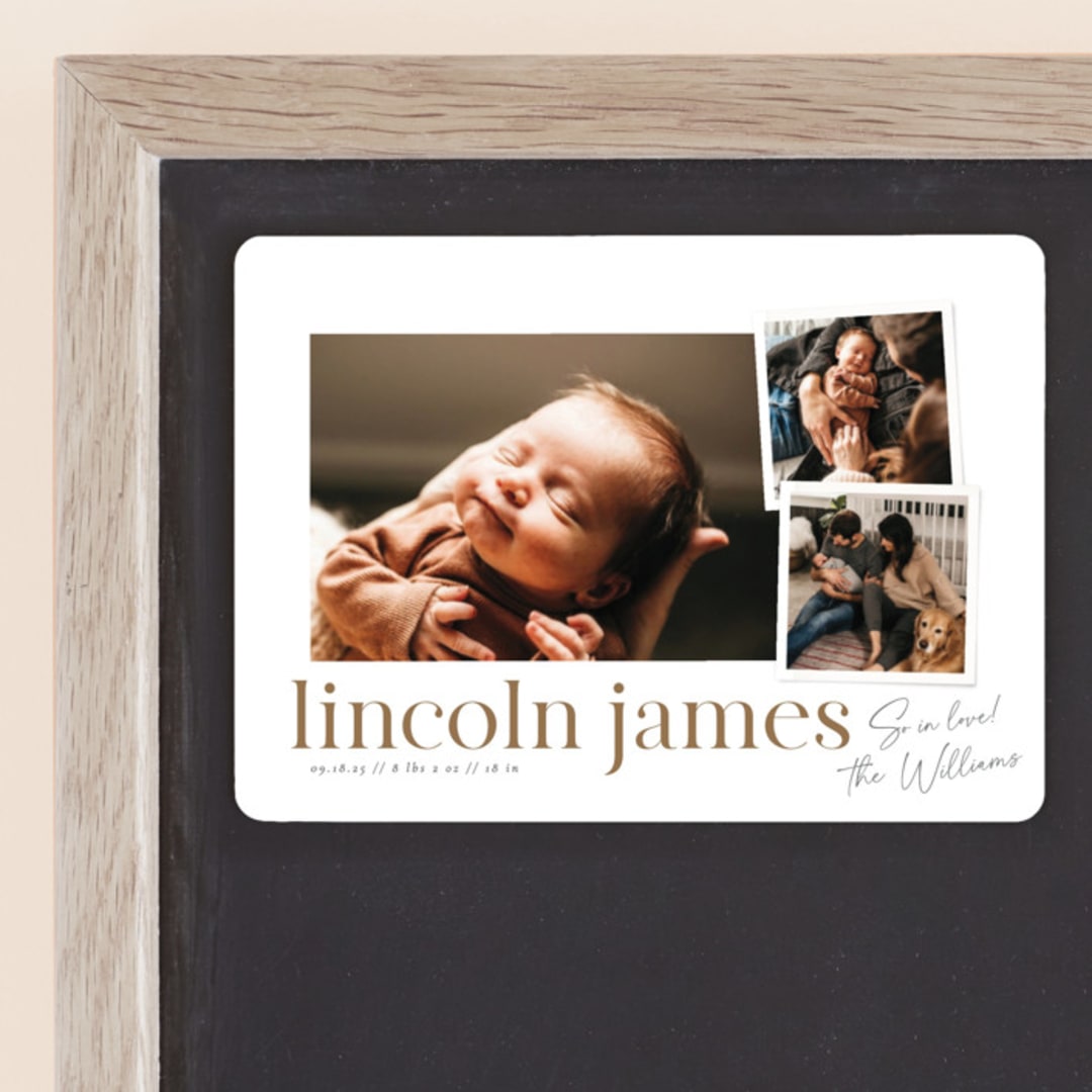"Little Snaps" - Birth Announcements in Linen by Robert and Stella - Front