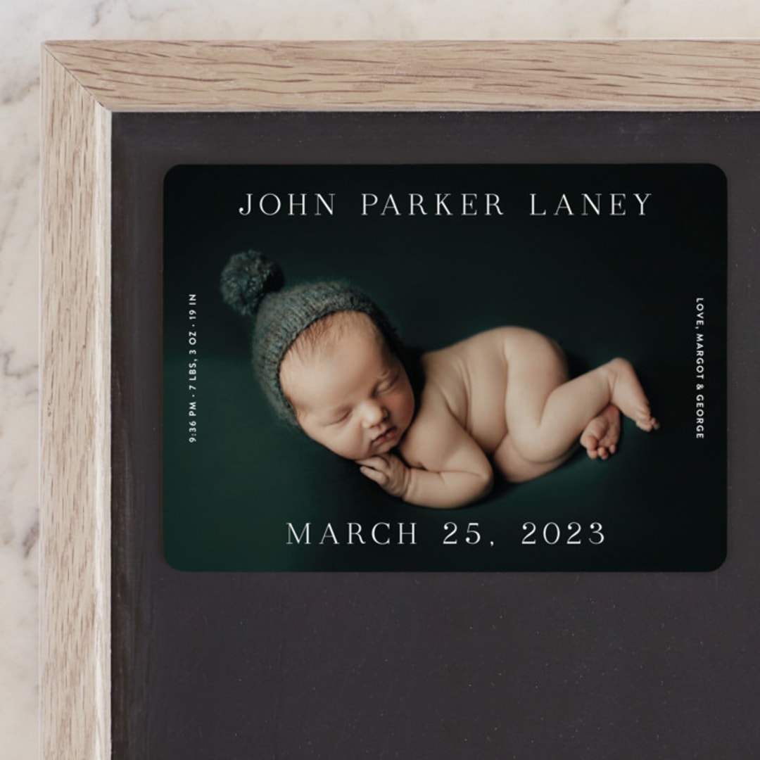 "Typeset" - Birth Announcements in Cotton by Megan Davis - Front