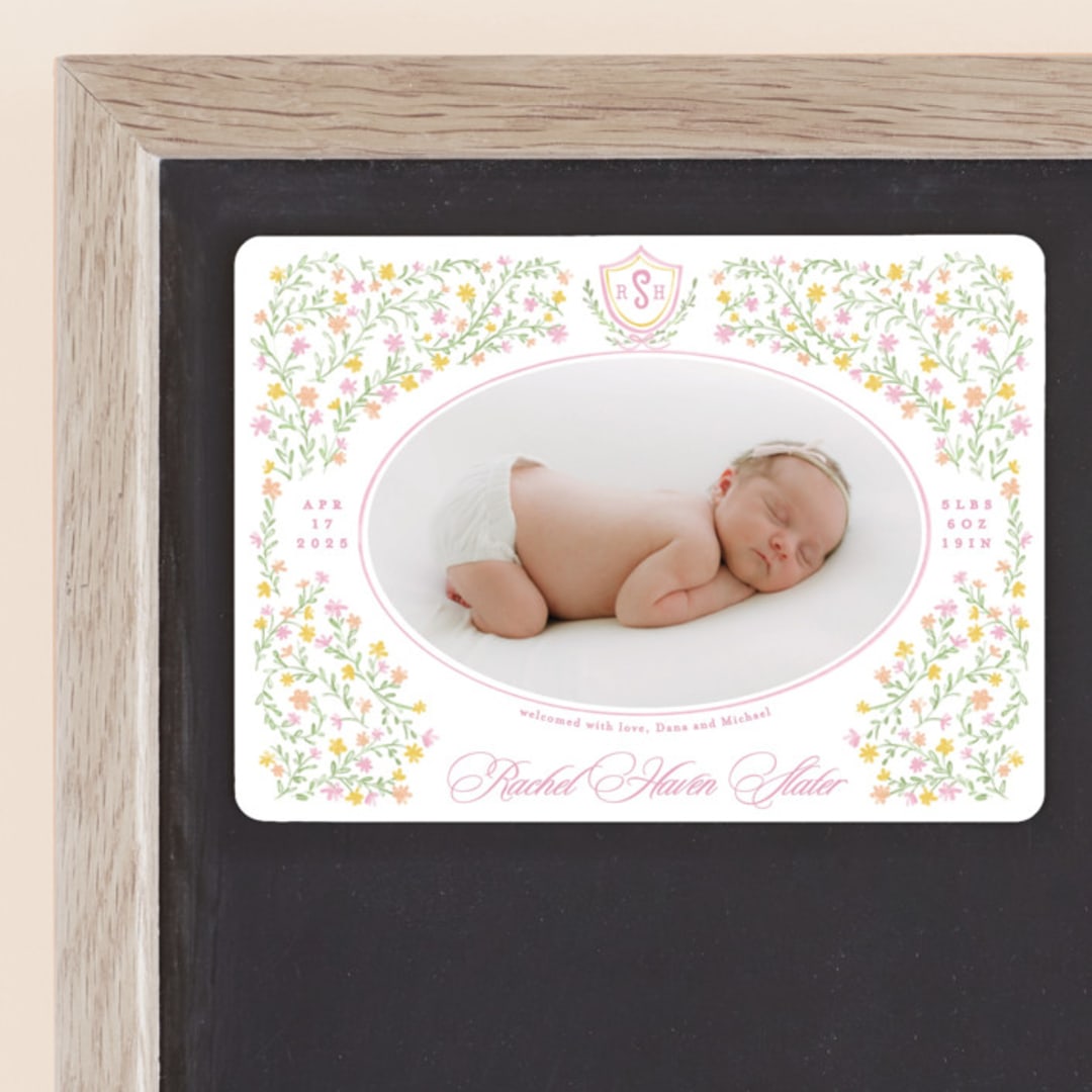 "Cottagecore" - Birth Announcements in Cotton Candy by Creo Study - Front