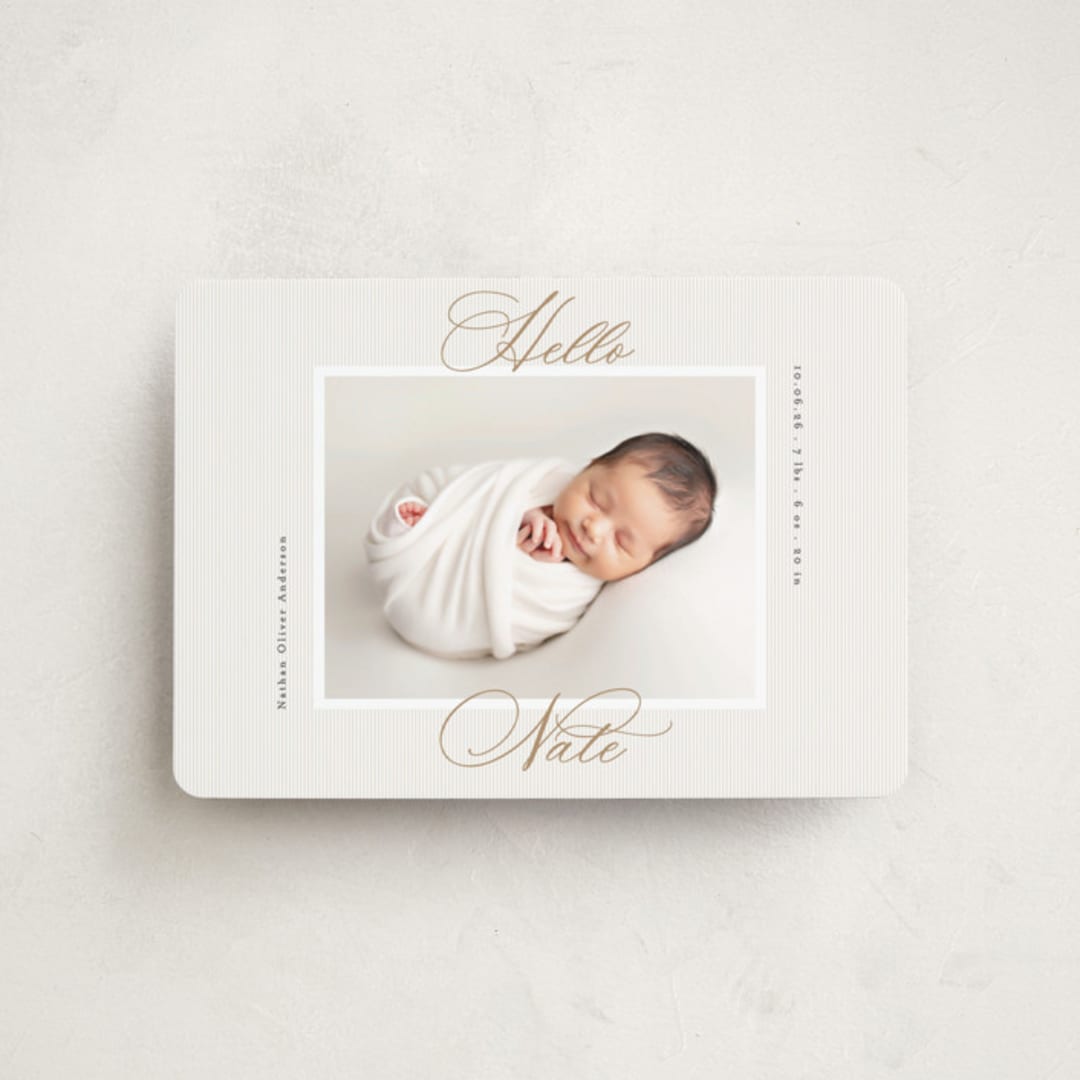 "Sweet Stripes" - Birth Announcements in Sand by Gwen Bedat - Front