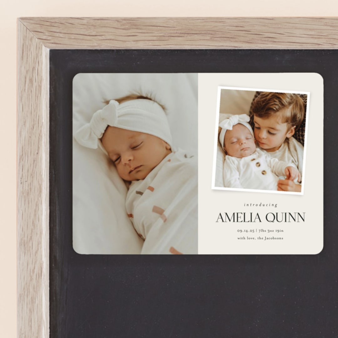 "Petite Introduction" - Birth Announcements in Cream by Jessica Williams - Front