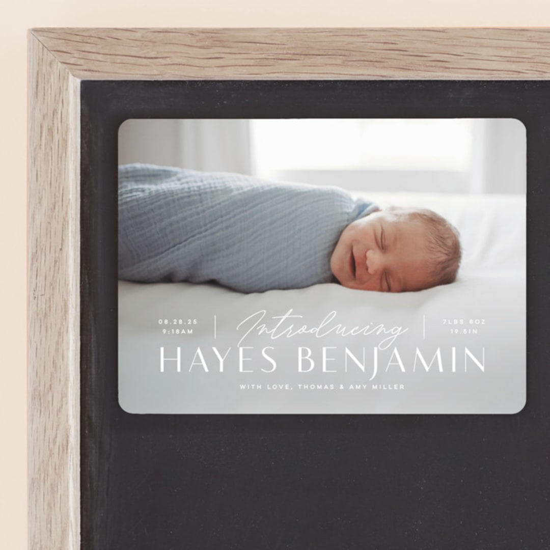 "Typographic Mix" - Birth Announcements in Snow by Michelle Taylor - Front