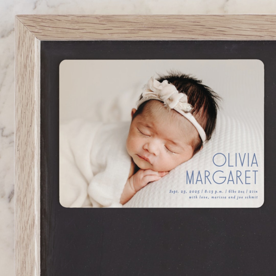 "Sweetly modern" - Birth Announcements in Denim by Lisa Assenmacher - Front