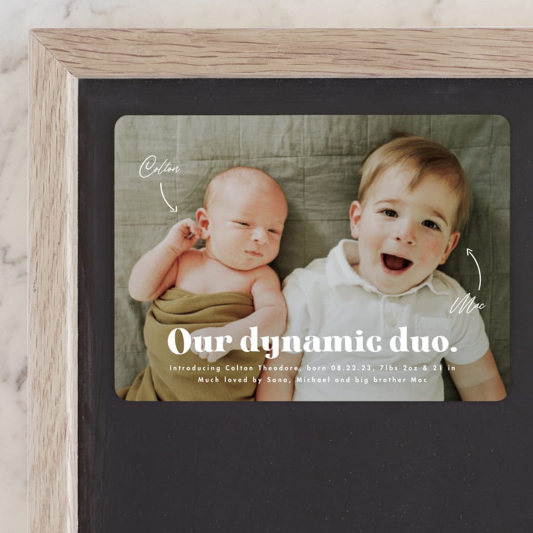 "Dynamic Duo" - Birth Announcements in Cotton by Corinne Malesic - Front