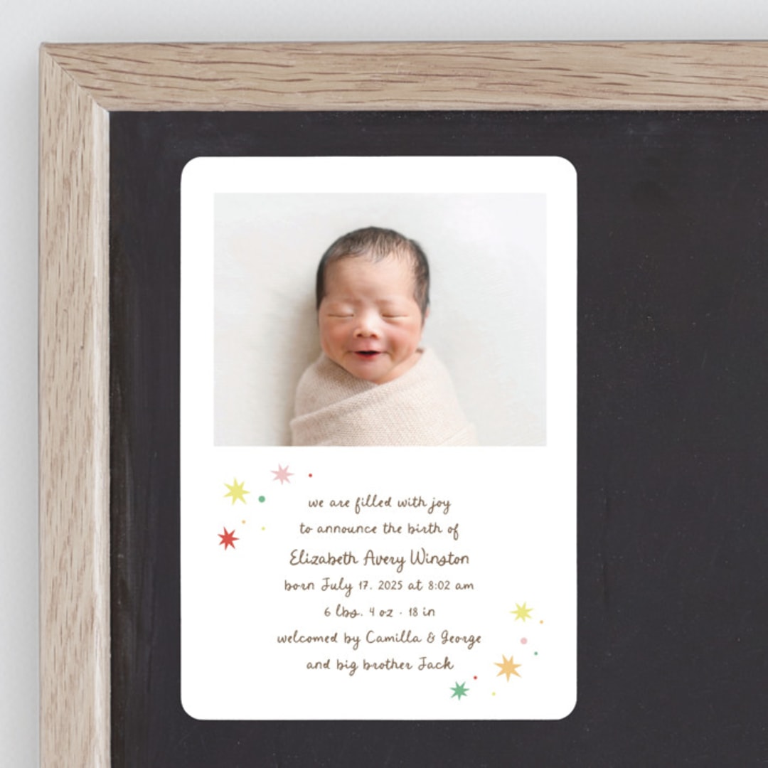 "Constellation" - Birth Announcements in Strawberry by Megan Davis - Front