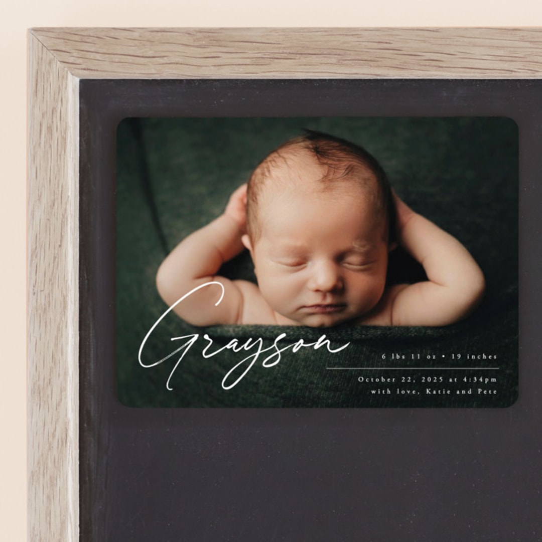 "Linear" - Birth Announcements in Frost by Everett Paper Goods - Front