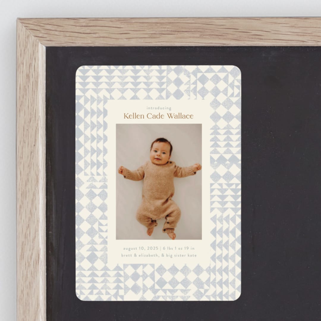"Patchwork" - Birth Announcements in Bluebell by Julie Murray - Front