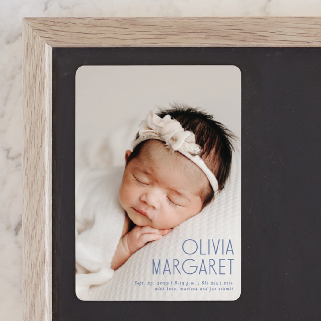"Sweetly modern" - Birth Announcements in Denim by Lisa Assenmacher - Front