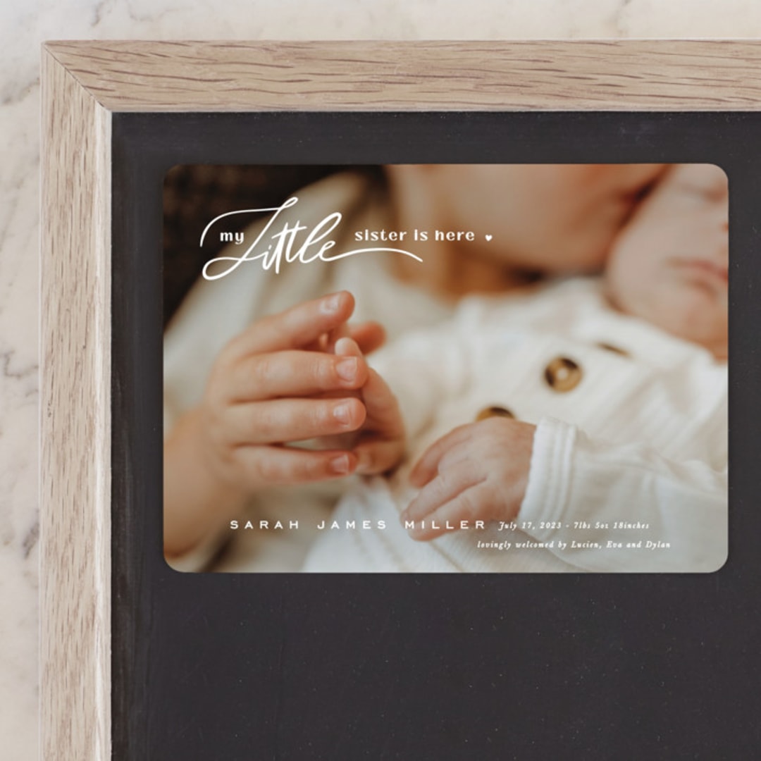 "Sibling intro" - Birth Announcements in Cotton by Creo Study - Front