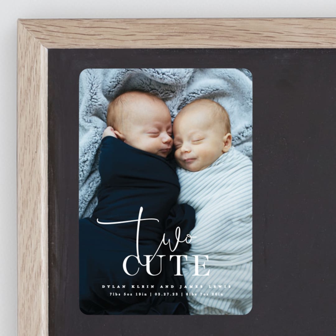 "Two Cute" - Birth Announcements in Silk by Creo Study - Front