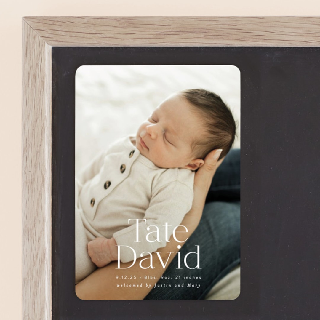 "Stacked Name" - Birth Announcements in Cloud by Alethea and Ruth - Front
