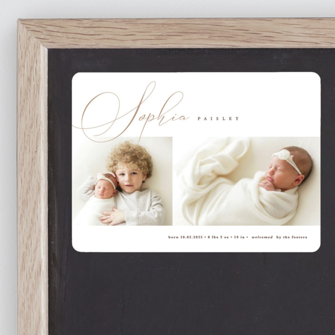 "Classic Twist" - Birth Announcements in Oat by Pixel and Hank - Front