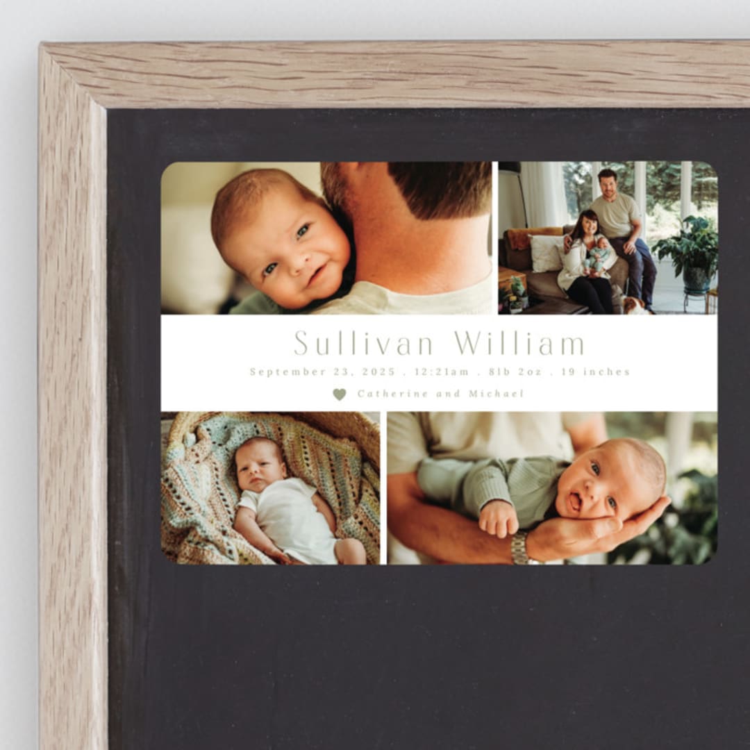 "Welcome Home" - Birth Announcements in Sage by Hudson meet Rose - Front