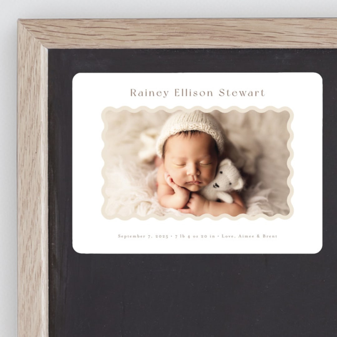 "applique" - Birth Announcements in Oatmeal by Jennifer Wick - Front