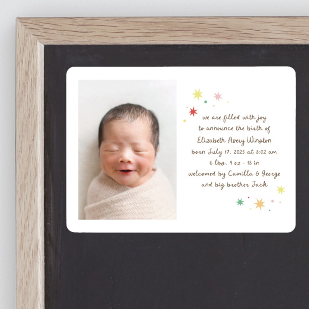 "Constellation" - Birth Announcements in Strawberry by Megan Davis - Front