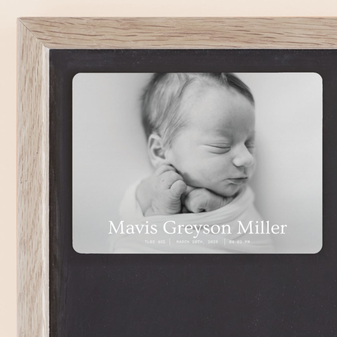 "simple in serif" - Birth Announcements in Snow by Bramble Studio - Front