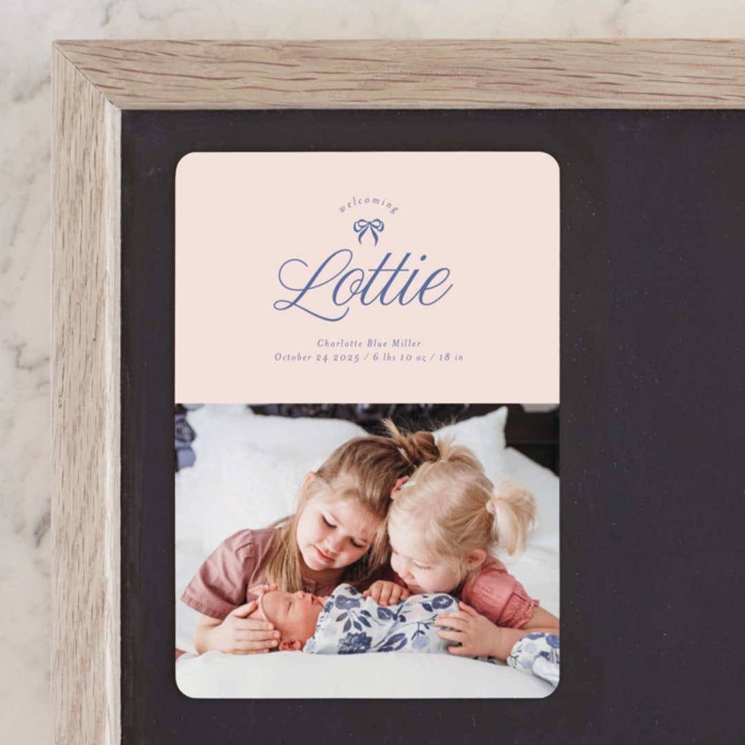"Preppy Little Bow" - Birth Announcements in Petal by Leia Matt - Front