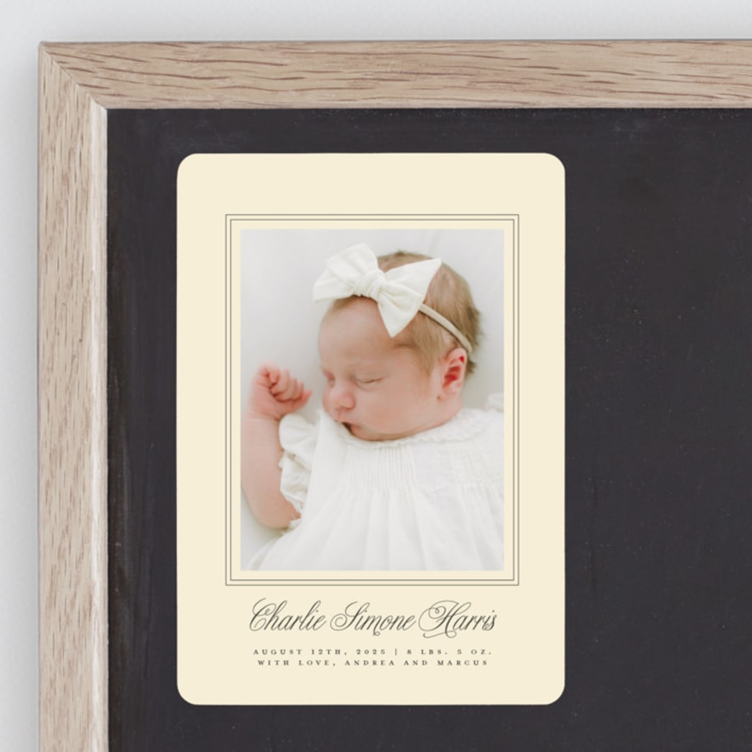 "Classical Border" - Birth Announcements in Creme by mo kelley - Front