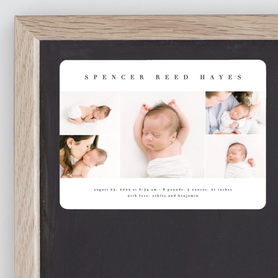 "Sweet Simplicity" - Birth Announcements in White Linen by Erica Krystek - Front