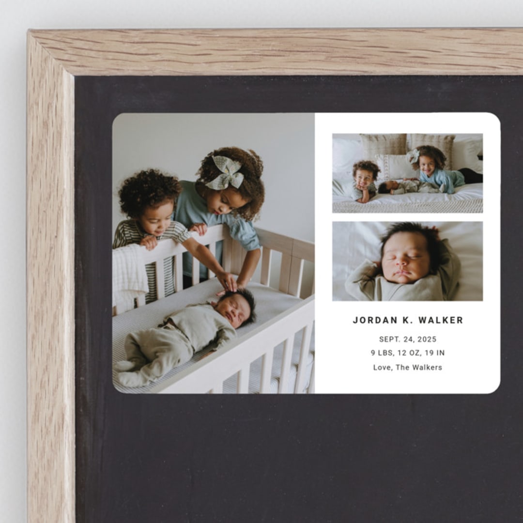 "Minimal Three" - Birth Announcements in Milk by Playground Prints - Front