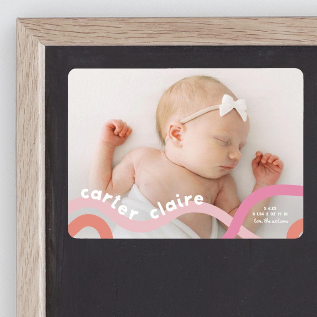 "Wiggle Worm" - Birth Announcements in Peach Sherbet by Lauren Chism - Front