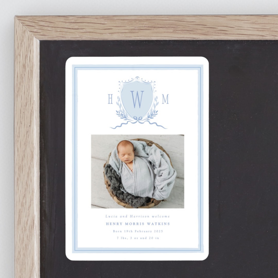 "Crest" - Birth Announcements in Sky by Corinne Malesic - Front