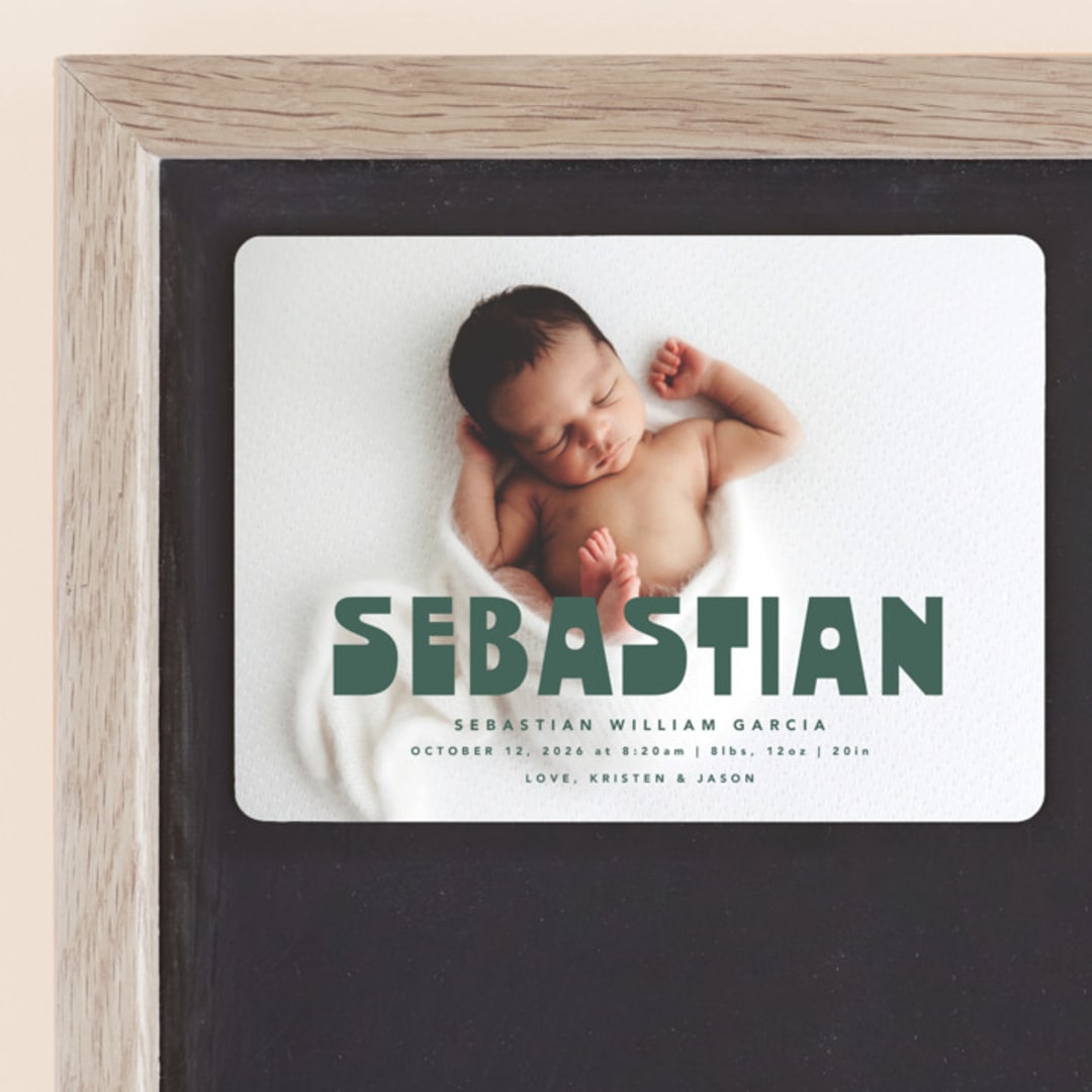 "Boldly Named" - Birth Announcements in Forest by Anna Elder - Front