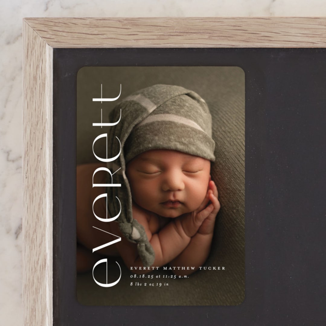"Modern Name" - Birth Announcements in Linen by Erica Krystek - Front