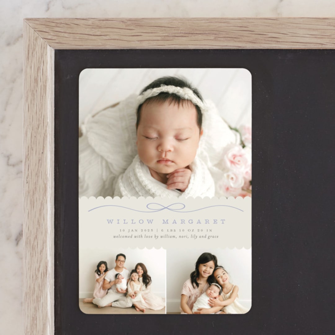 "Scallops" - Birth Announcements in Periwinkle by Laura Hankins - Front