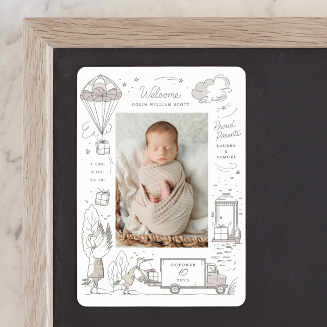 "Special Delivery" - Birth Announcements in Slate by Morgan Ramberg - Front