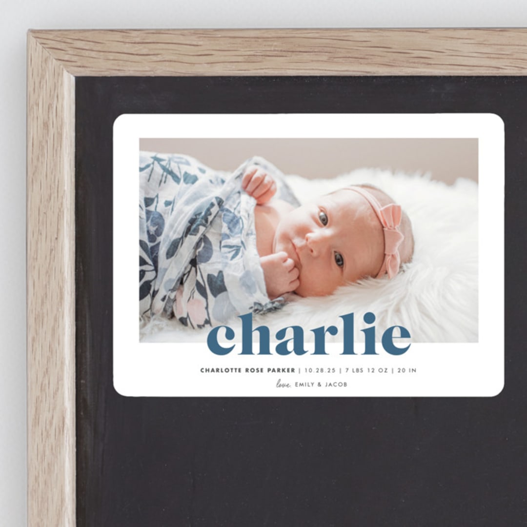 "Bold Nickname" - Birth Announcements in Bluebird by Shirley Lin Schneider - Front