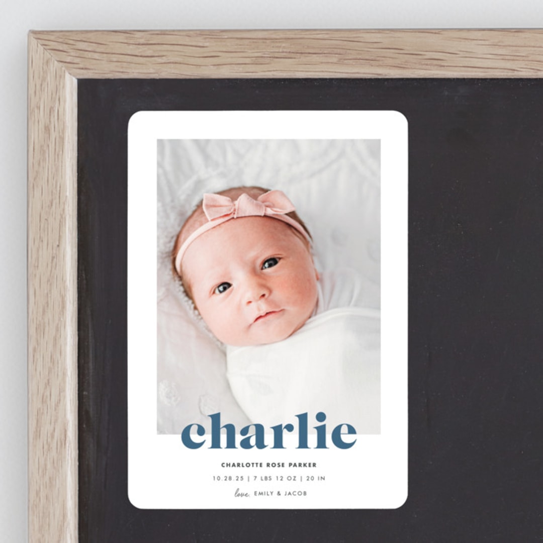 "Bold Nickname" - Birth Announcements in Bluebird by Shirley Lin Schneider - Front
