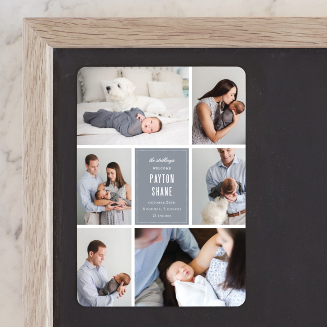 "Distinguished" - Birth Announcements in Graphite by Sara Hicks Malone - Front