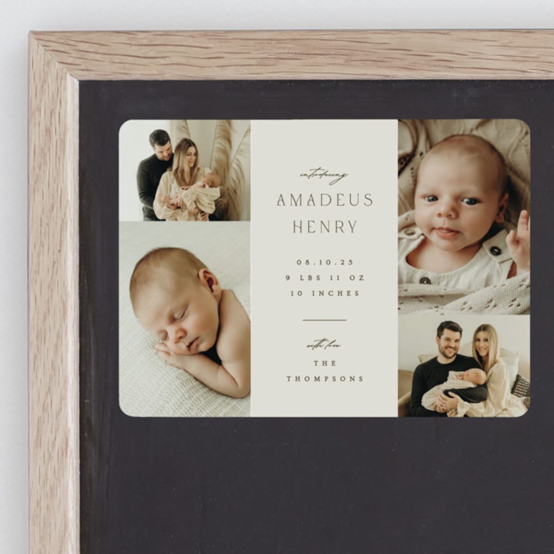 "Photo Stack" - Birth Announcements in Boho Neutral by Ana Sharpe - Front