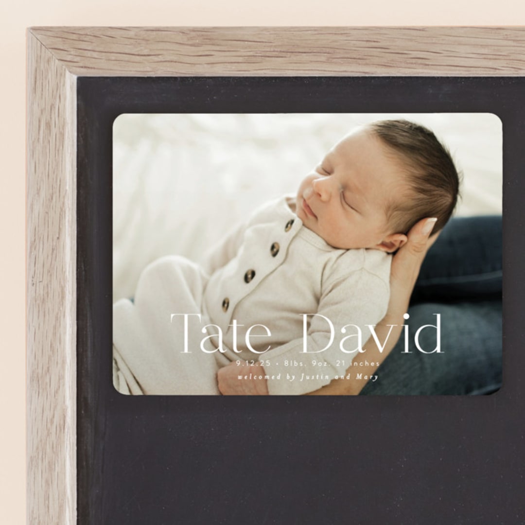 "Stacked Name" - Birth Announcements in Cloud by Alethea and Ruth - Front