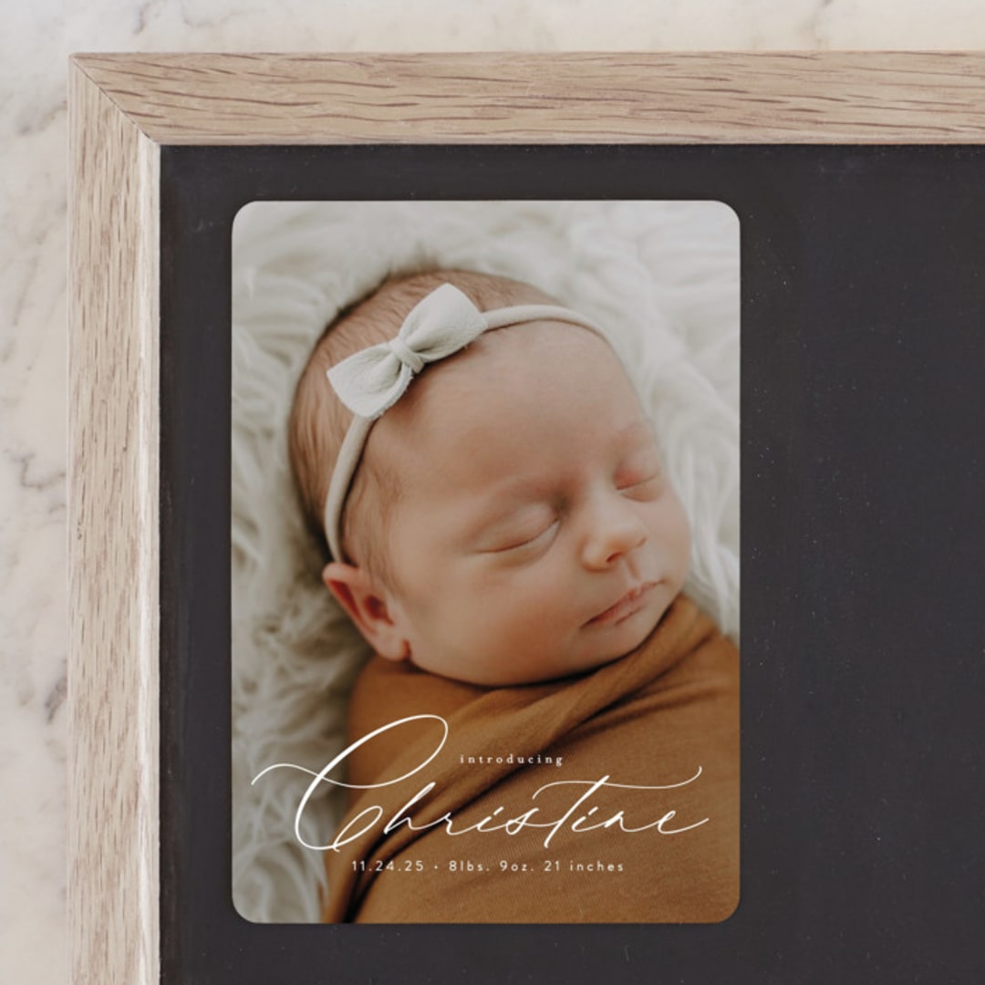 "Sweeping Name" - Birth Announcements in Cloud by Alethea and Ruth - Front