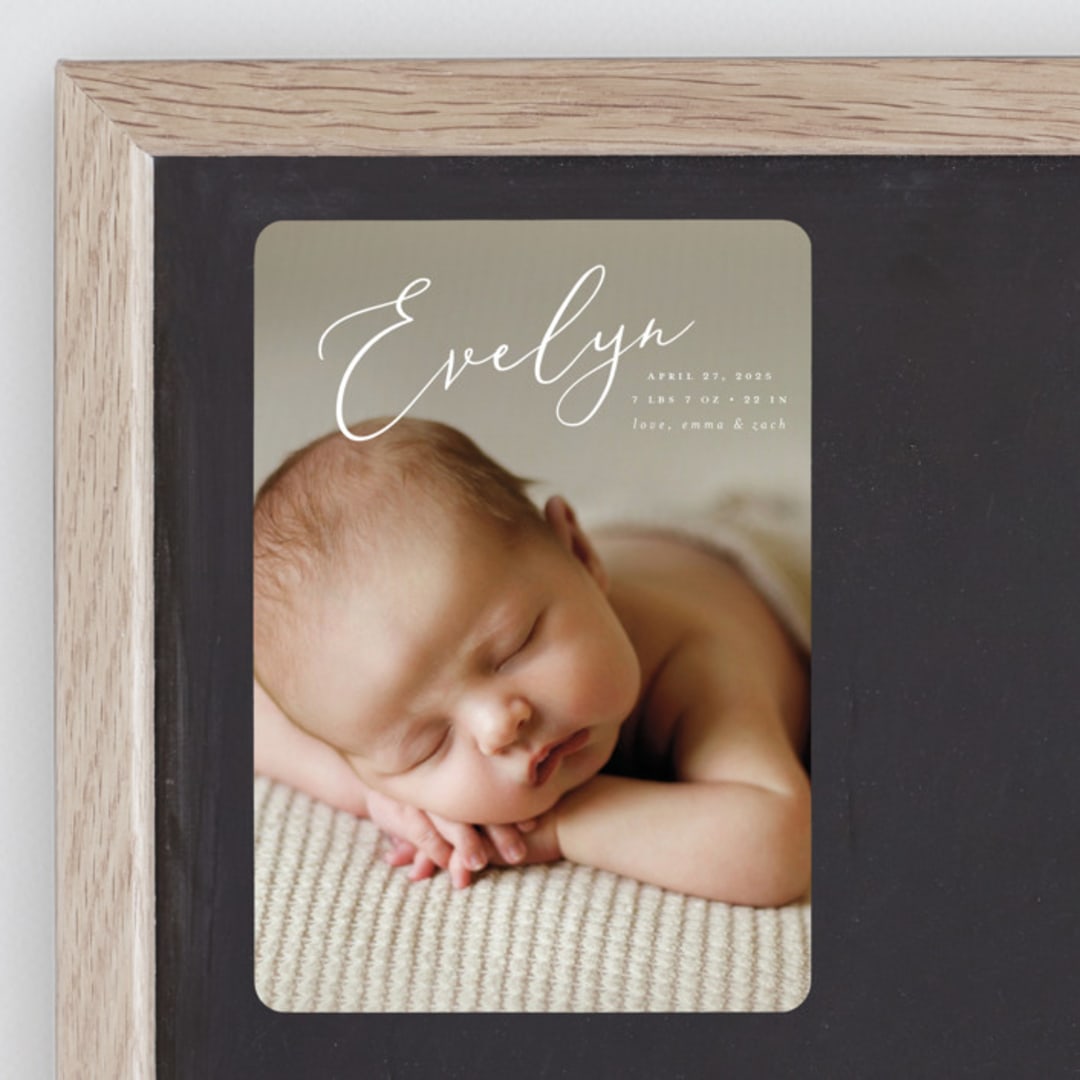 "Signature" - Birth Announcements in Sage by Ashley Rosenbaum - Front