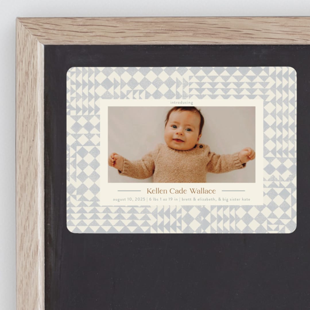 "Patchwork" - Birth Announcements in Bluebell by Julie Murray - Front