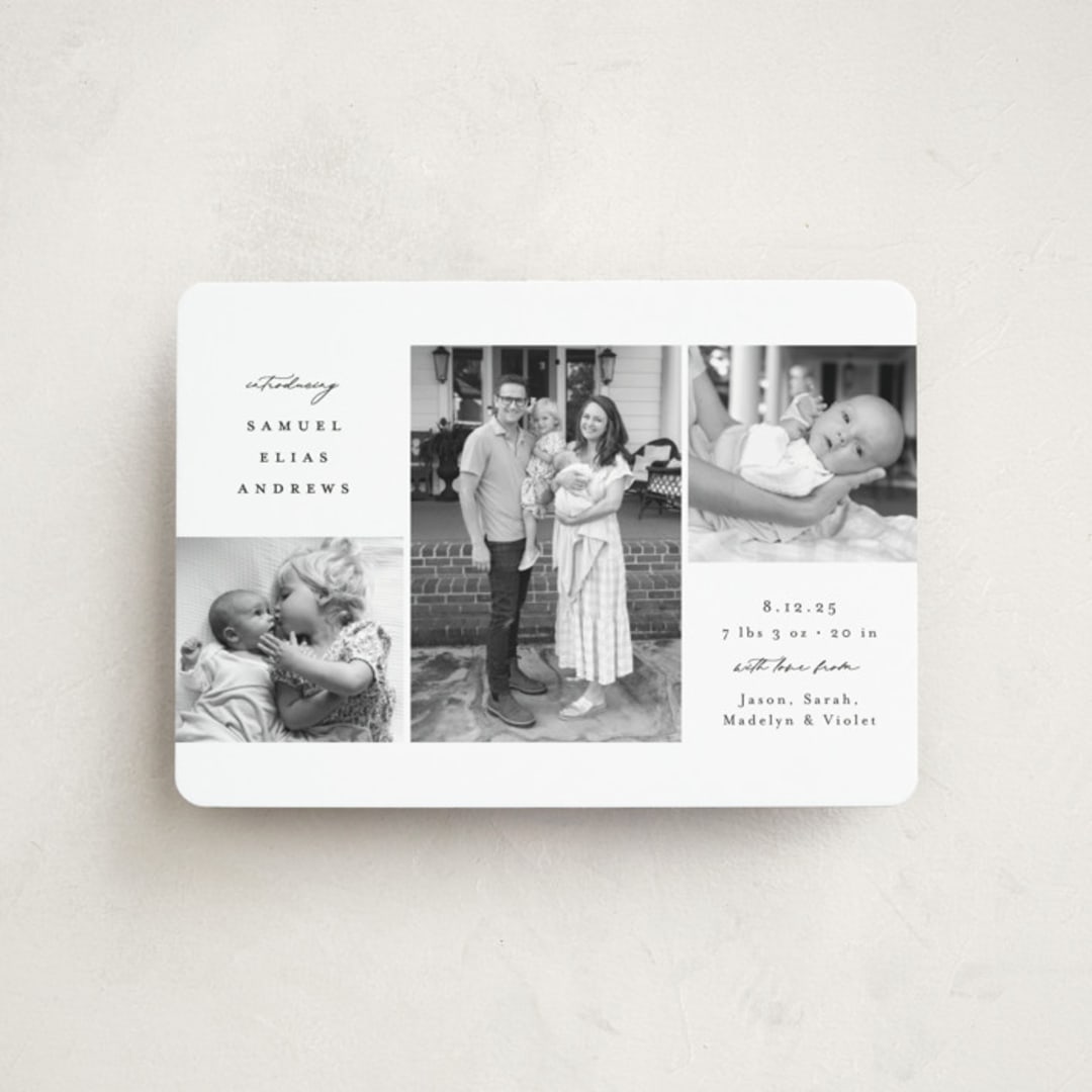 "three" - Birth Announcements in Noir by Emily Betts - Front