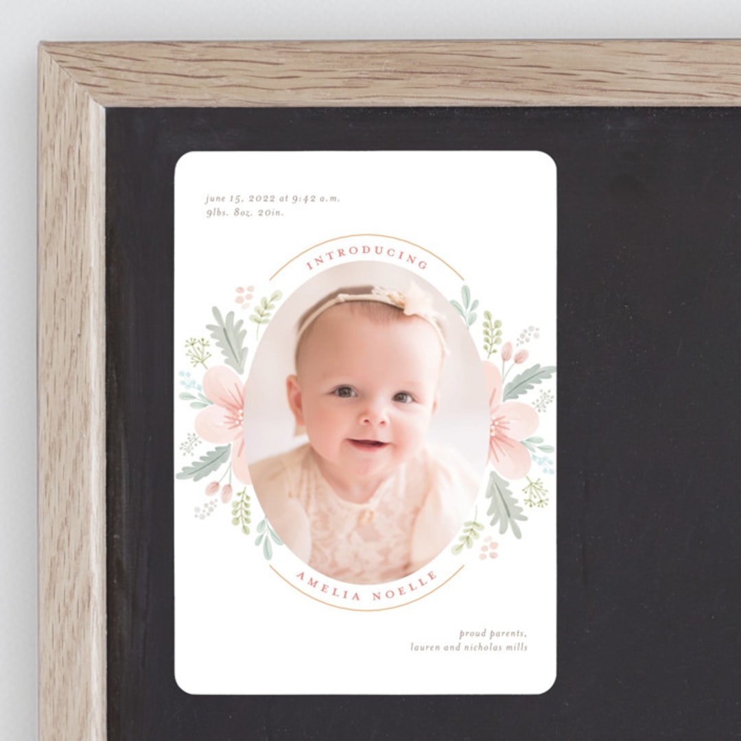 "Darling Posy" - Birth Announcements in Blush by Nicole Barreto - Front