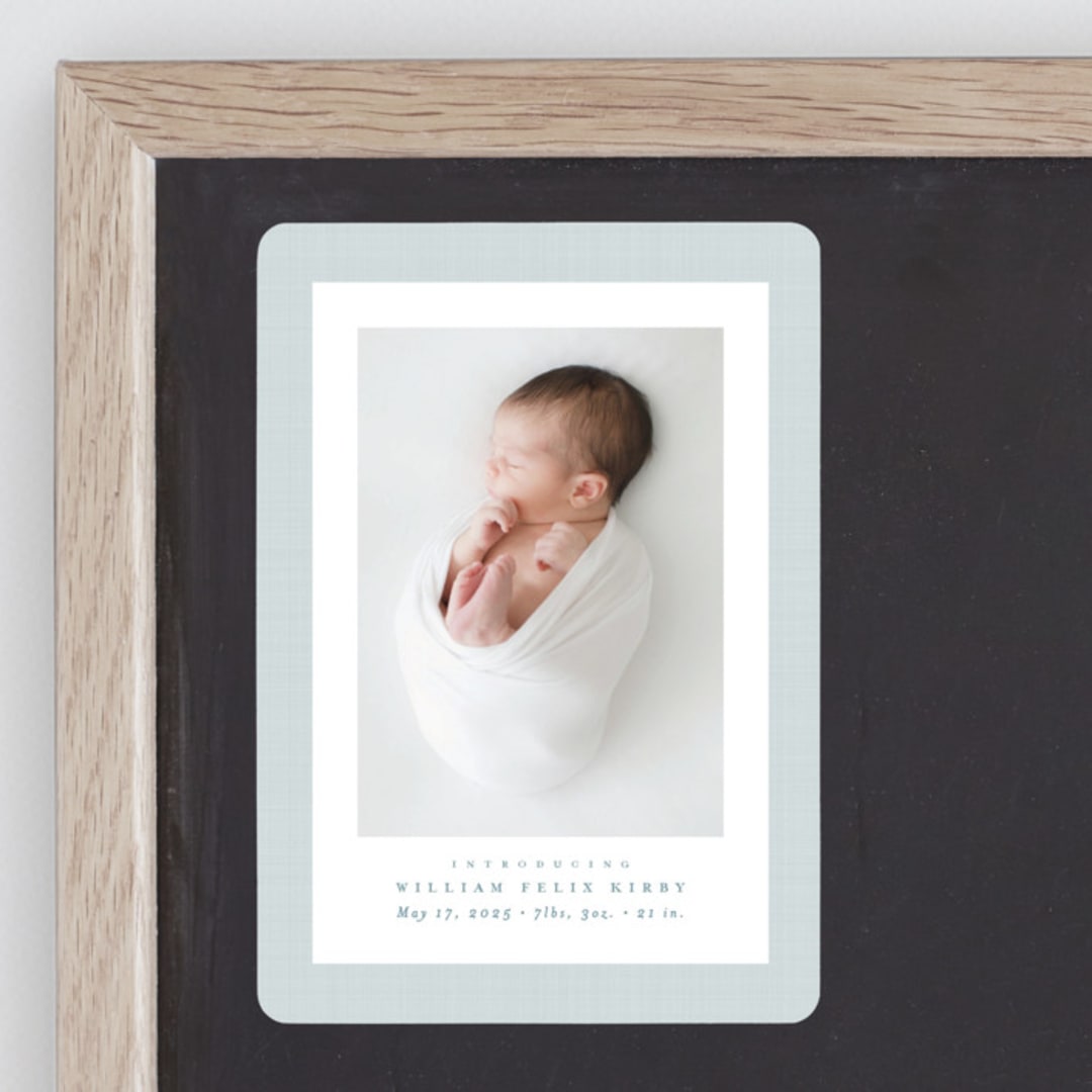 "Linen frame" - Birth Announcements in Powder by Lea Delaveris - Front