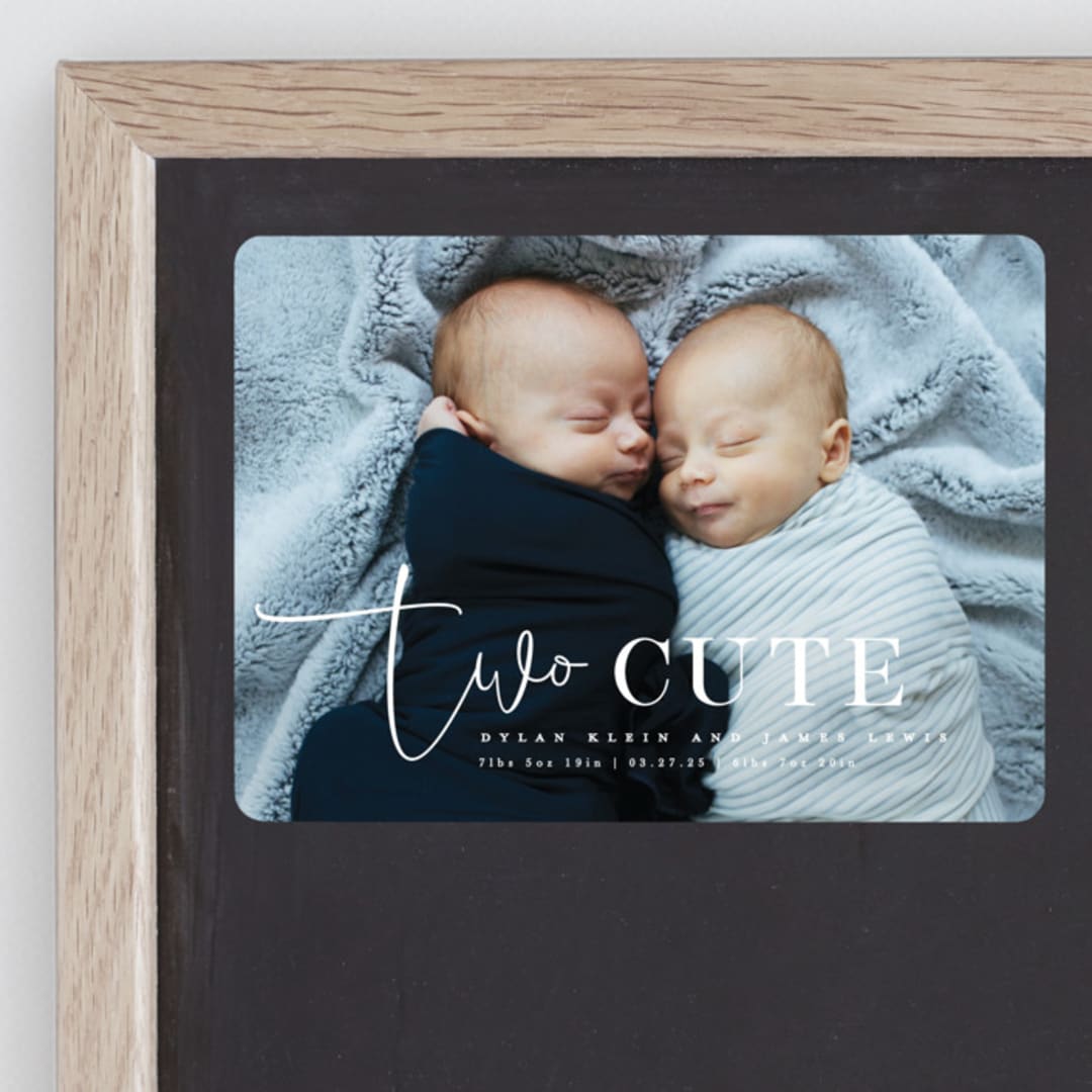 "Two Cute" - Birth Announcements in Silk by Creo Study - Front