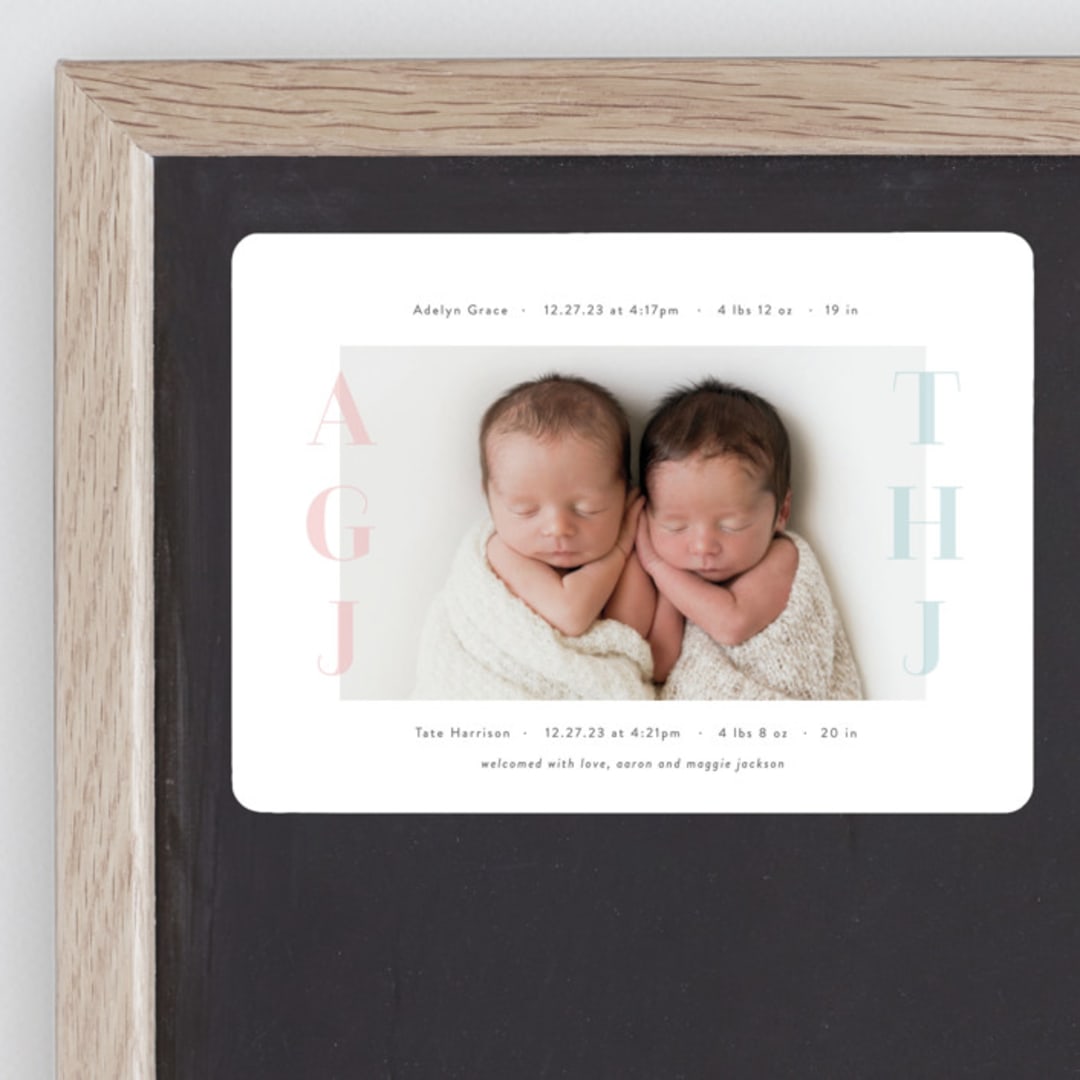 "Cuddle Bugs" - Birth Announcements in Blush by Lauren Chism - Front