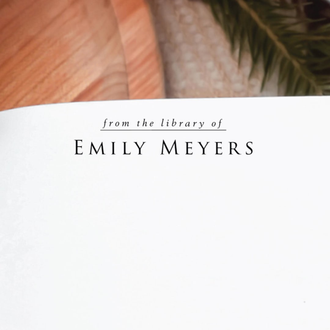 "Custom Name Classic Book Stamp | Book Lover Gift" - Book Stamp in black by Samantha Malvey