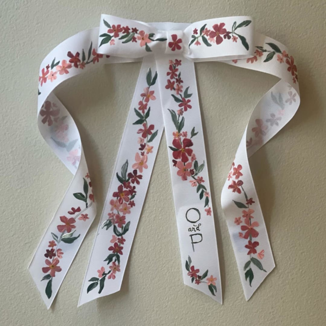 Sweeping Vine Personalized Hand-Painted Bouquet Bow