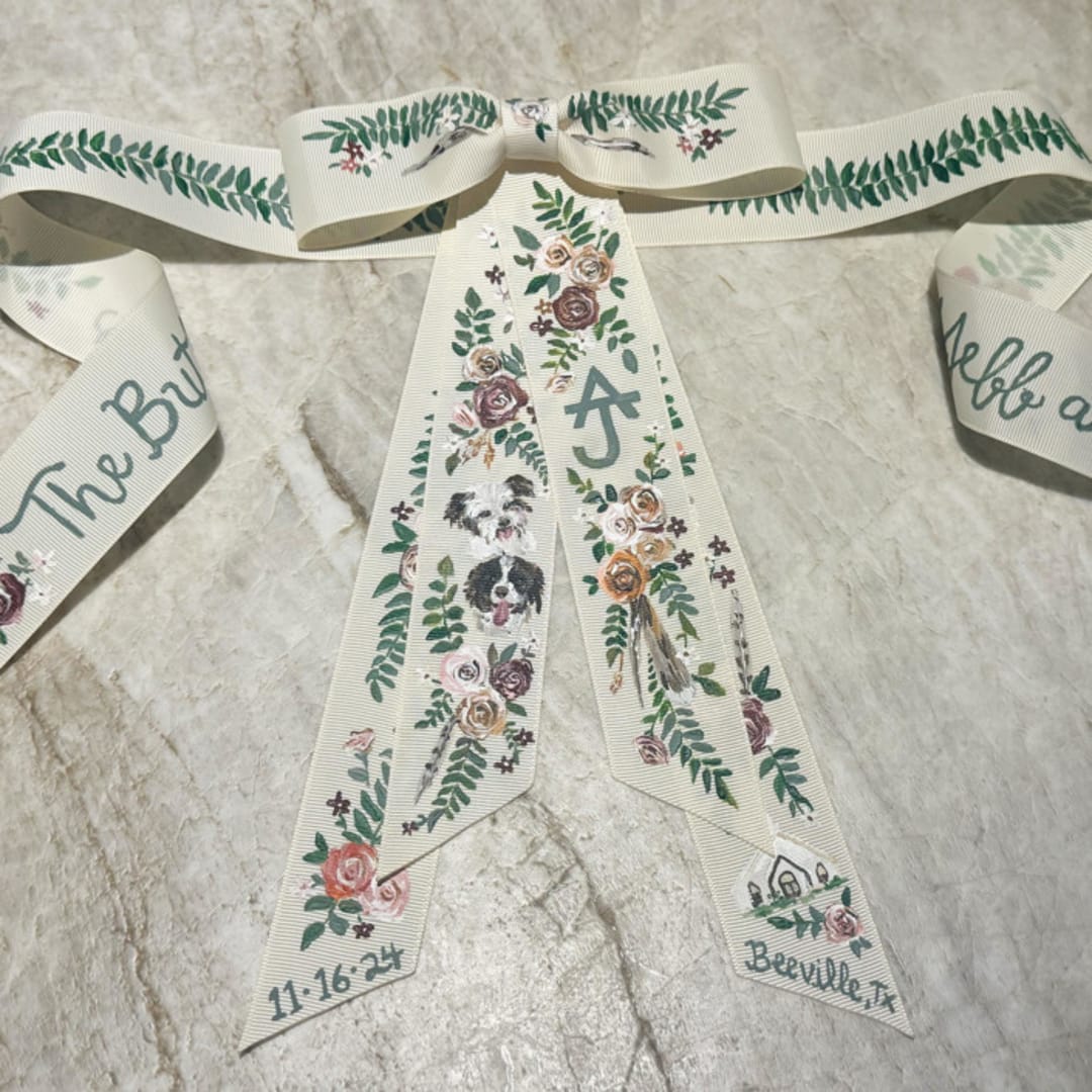 Double Layer Personalized Hand-painted Bouquet Bow